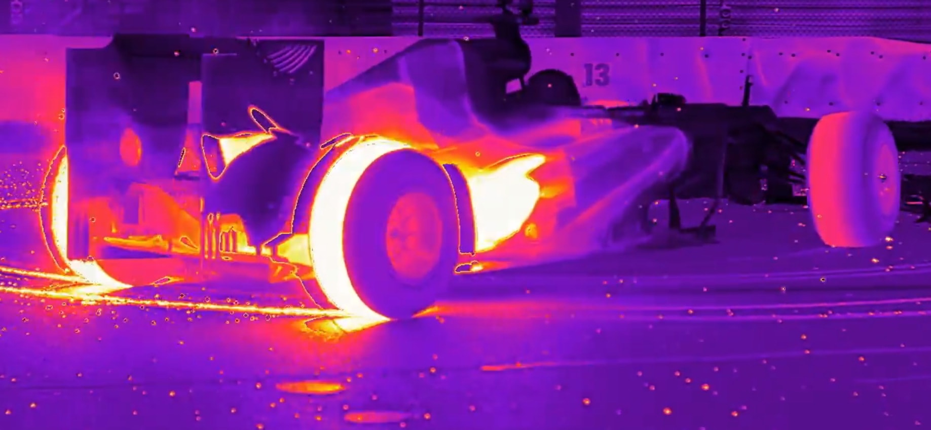 F1 Car Doing Donuts, the Thermal Camera Hot View 
