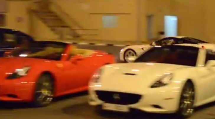 Ferrari 599 GTB Drifting Around Other Supercars in Saudi Arabia [Video]