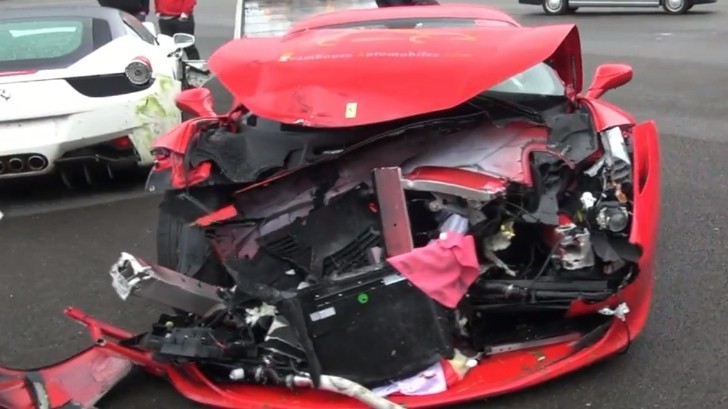 Ferrari Track Day: Rain Leads to 3 Crashes [Video]