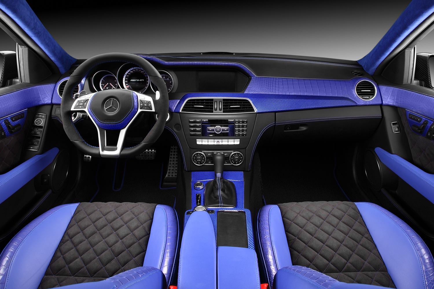 C63 AMG Gets Blue Crocodile and Carbon Fiber Interior - autoevolution