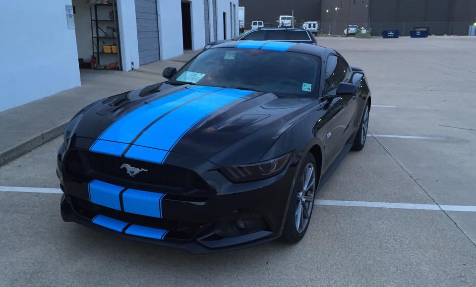 Grabber Blue Stripes on 2015 Ford Mustang GT Fastback are a Must-Have
