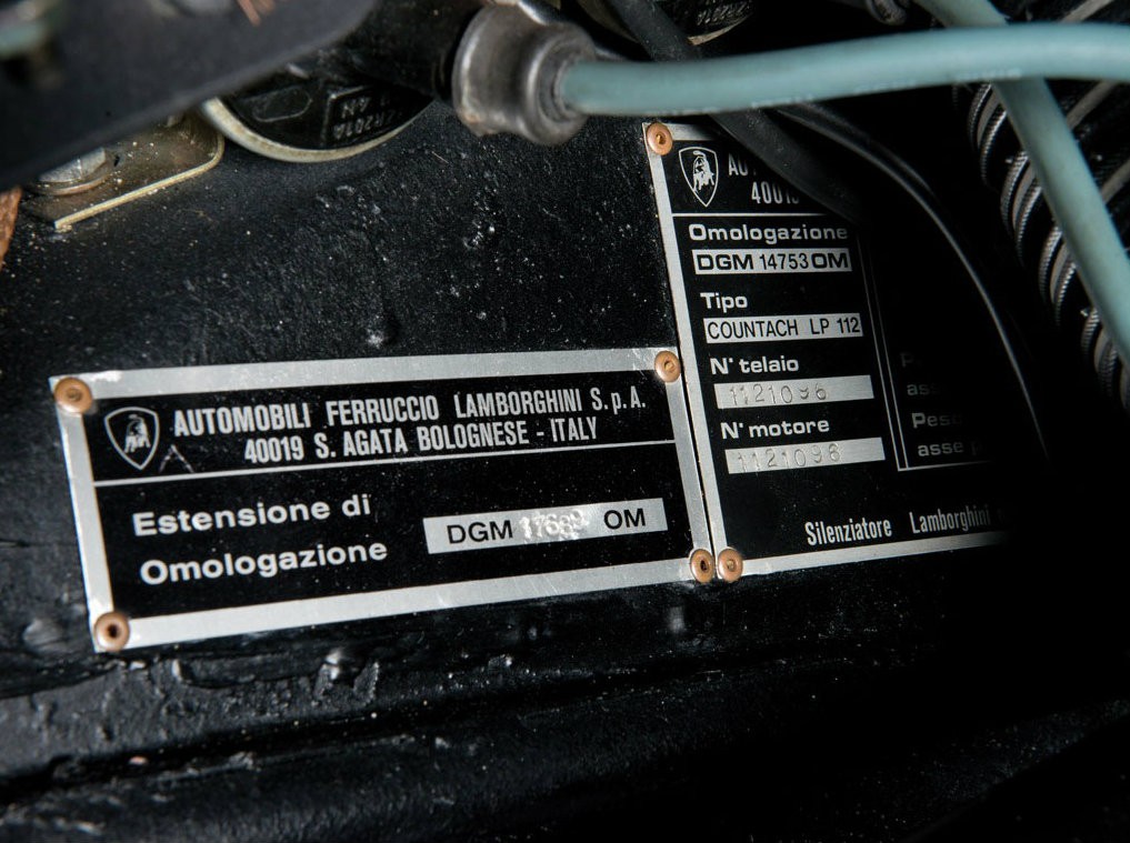 Номер кузова Lamborghini Countach LP400S