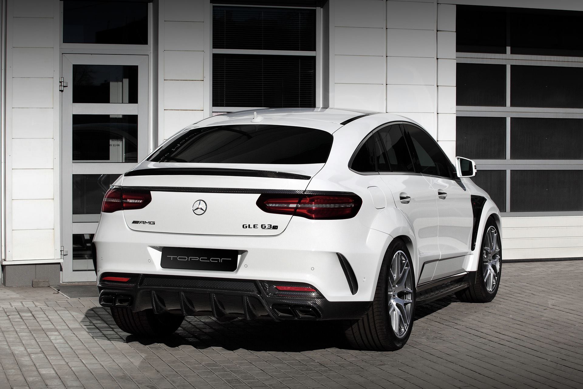 White Mercedes GLE Coupe 63S with Topcar Inferno Kit Has Carbon Details