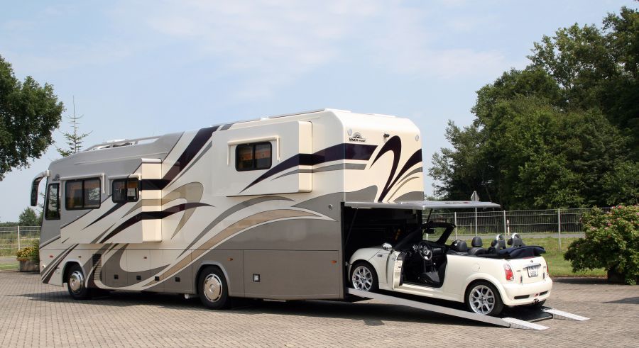 Image result for luxurious rv with garage for car