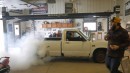 10-Year-Old beat-down S-10 truck massive burnout for challenge