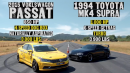 1000 HP Toyota Supra Drag Races LS7-Powered VW Passat With 8-to-1 Exhaust