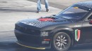 Charger Hellcat drags Challenger Black Ghost