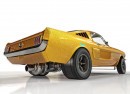 Gold Ford Mustang Turbo Axle Hot Rod rendering by abimelecdesign