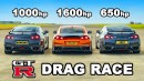 1,600-HP GT-R Drag Races Lesser Siblings, It Doesn't All Go According to Plan