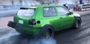 1,600 HP VW Golf with Two Engines Goes Drag Racing