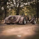1937 Bugatti Type 57SC Roadster turned into 24k gold-infused Hot Rod render by adry53customs on Instagram