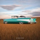 1957 Chevy Bel Air Tri-Five lowrider LS3 V8 rendering by ish_babaria_design_v2