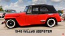 1948 Willys Jeepster drag races Hot Rod and 1957 Chevrolet Tri-Five at Byron Dragway