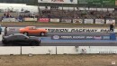 1966 Ford Mustang drags Dodge Challenger SRT Demon on Wheels