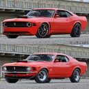 1970 Ford Mustang Boss 429 Shelby GT500 restomod rendering by j.b.cars