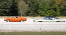 1970 Plymouth Hemi Cuda vs. 1969 Pontiac GTO drag race