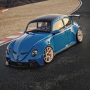 1970s VW Beetle x Porsche 911 (992) GT3 mashup rendering by the_kyza
