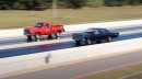 1979 Dodge Li'l Red Express vs. Ford Galaxie 500 drag race
