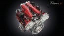 Ferrari 3.9l turbo V8 engine on California T