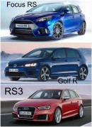 2016 Ford Focus RS vs Golf R and Audi RS3 - Hyper Hatch Photo Comparison