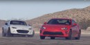2017 Mazda MX-5 RF vs. Toyota GT 86 Ends in Tied Lap, Sideways Fun and a Hellcat