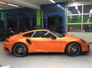 2017 Porsche 911 Turbo S with Pearlescent Matte Orange Wrap