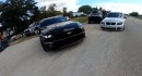 BMW M5 F10 with bolt-on mods drag races a Ford Mustang GT 5.0 E85