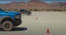 Ford F-250 Tremor vs. Ram Power Wagon off-road drag race