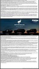 2021 Ford Bronco dealer document confirming 2022 Ranger platform