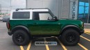 2022 Ford Bronco Eruption Green and Hot Pepper Red Metallic rendered with white tops