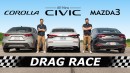 2022 Honda Civic Takes on Toyota Corolla and Mazda3 in First Drag Race