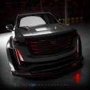 Cadillac Escalade-V Widebody slammed rooftop box rendering by carmstyledesign