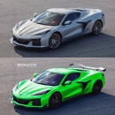 2023 Chevrolet Corvette Z06 with exclusive green paintjob rendering by monacoautodesign on Instagram
