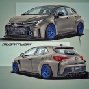 2023 Toyota GR Corolla stanced tuning rendering by musartwork