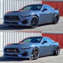 2024 Ford Mustang lowered widebody rendering by abimelecdesign