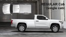 2024 Toyota Tacoma rendering cab and bed sizes by AutoYa