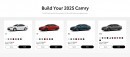 2025 Toyota Camry configurator for the US market