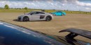 All-tuned Porsche 911 Turbo S Vs Audi TT RS Vs Audi R8 V10 drag race
