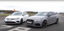 Audi RS3 Sportback vs Volkswagen Golf R Variant drag race
