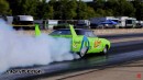1970 Plymouth Superbird drag racing with alcohol-fed blown HEMI engine