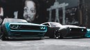 1969 Mercury Cougar Eliminator, 1969 Chevrolet Camaro Z/28, and 1967 Ford Mustang slammed widebody by carmstyledesign