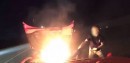 Nitrous Corvette Catches Fire while racing 900 HP Mustang