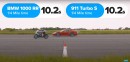 911 Turbo S Foolishly Drag Races M 1000 RR and F1 Car
