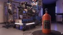Nitrous oxide bottle with engine on a dyno