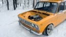 Yellow Lada With Leather Engine Bay Is Soviet Hellaflush