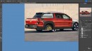 Volvo EX90 pickup truck rendering by Theottle