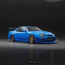 A80 Toyota Supra combined with A70 and R34 Bayside Blue Nissan Skyline GT-R