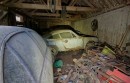 classic car collection on abandoned farm