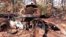 abandoned junkyard hidden in the woods