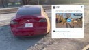 Abandoned Tesla Model 3 in Ukraine is used to bash EVs with erroneous claims